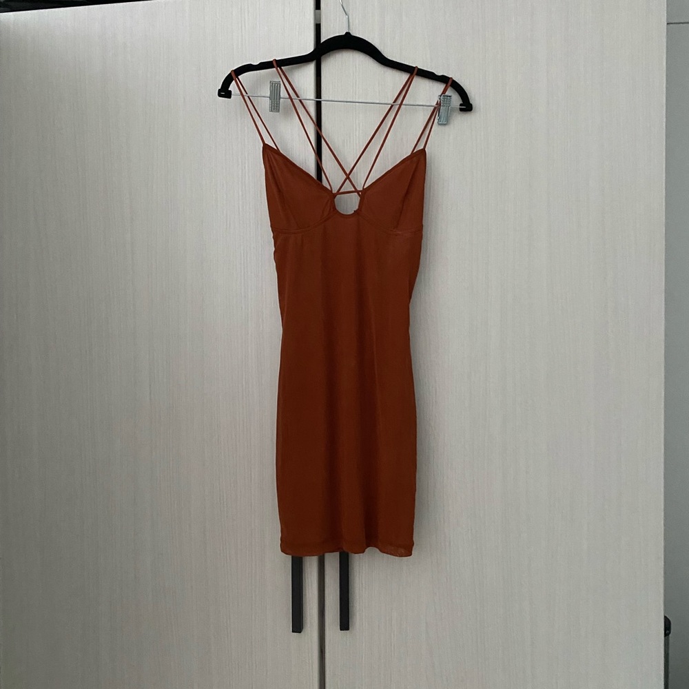 Strappy burnt orange dress